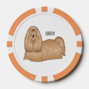 Shih tzu long hair cartoon illustratie poker chips