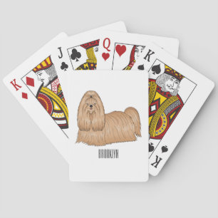 Shih tzu long hair cartoon illustratie pokerkaarten