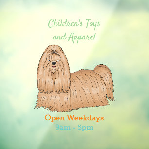 Shih tzu long hair cartoon illustratie raamsticker