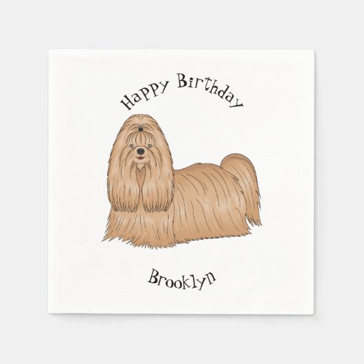 Shih tzu long hair cartoon illustratie servet (Voorkant)