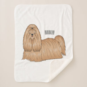 Shih tzu long hair cartoon illustratie sherpa deken