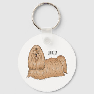 Shih tzu long hair cartoon illustratie sleutelhanger