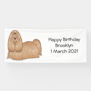 Shih tzu long hair cartoon illustratie spandoek