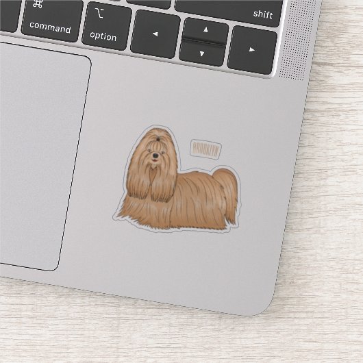 Shih tzu long hair cartoon illustratie sticker (Detail)
