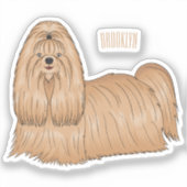 Shih tzu long hair cartoon illustratie sticker (Voorkant)