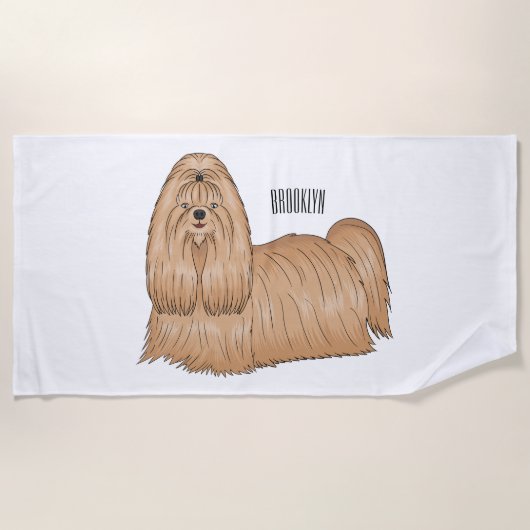 Shih tzu long hair cartoon illustratie strandlaken (Voorkant)