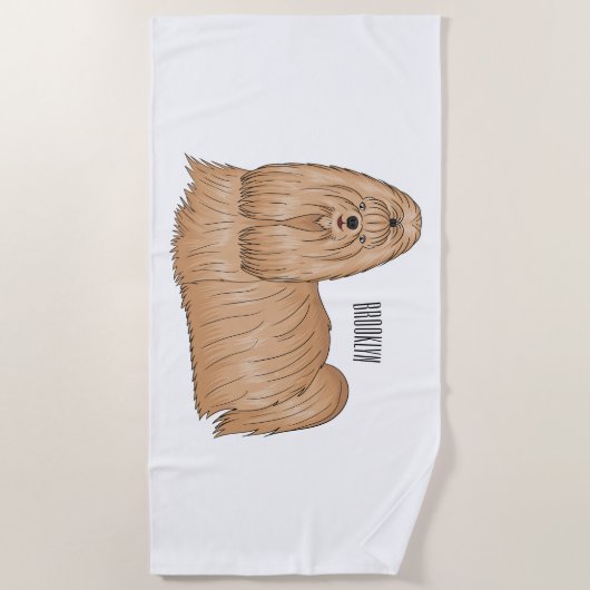 Shih tzu long hair cartoon illustratie strandlaken (Voorkant)