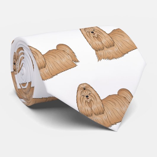 Shih tzu long hair cartoon illustratie stropdas (Opgerold)