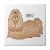 Shih tzu long hair cartoon illustratie tegeltje (Voorkant)