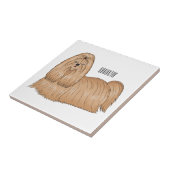 Shih tzu long hair cartoon illustratie tegeltje (Zijkant)