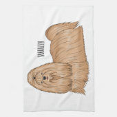 Shih tzu long hair cartoon illustratie theedoek (Verticaal)
