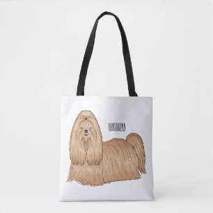 Shih tzu long hair cartoon illustratie tote bag