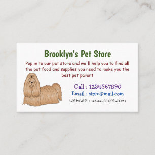Shih tzu long hair cartoon illustratie visitekaartje