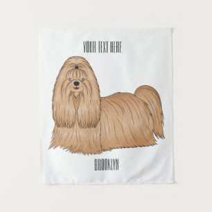 Shih tzu long hair cartoon illustratie wandkleed