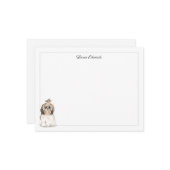 Shih Tzu Long Hair Gray Border Personalized Notitiekaartje (Voorkant / Achterkant in situ)