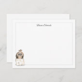Shih Tzu Long Hair Gray Border Personalized Notitiekaartje (Voorkant / Achterkant)