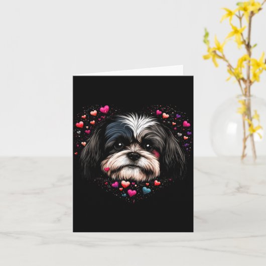 Shih Tzu Love Heart For Valentines Day On Shih Tzu Kaart (Gele Bloem)