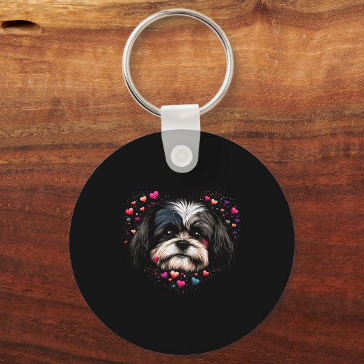 Shih Tzu Love Heart For Valentines Day On Shih Tzu Sleutelhanger (Voorkant)