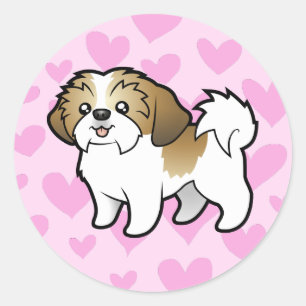 Shih Tzu Love (puppy cut) Ronde Sticker