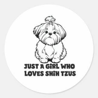 Shih Tzu Lover Girl – Cartoon Dog Design Ronde Sticker