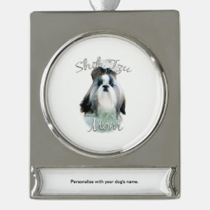 Shih Tzu Ma 2 Verzilverd Banner Ornament