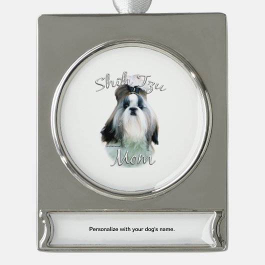 Shih Tzu Ma 2 Verzilverd Banner Ornament (Voorkant)