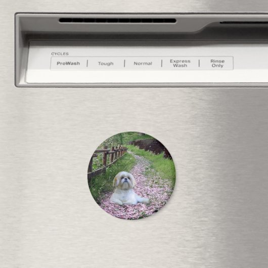 Shih Tzu magneet paarse bloemen (Insitu (Vaatwasser))