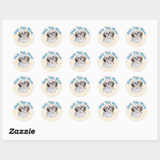 Shih Tzu Mam Ronde Sticker (Vel)