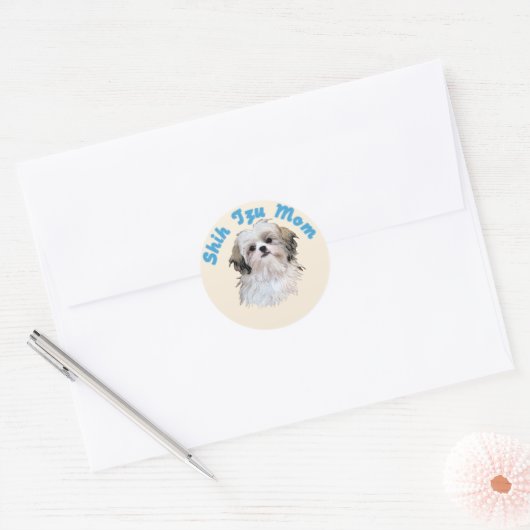 Shih Tzu Mam Ronde Sticker (Envelop)