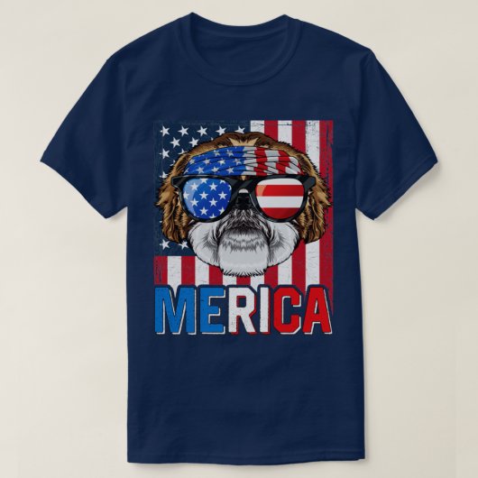 Shih Tzu Merica, 4 juli Dog American Puppy Pat T-shirt (Design voorkant)
