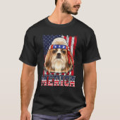 Shih Tzu Merica 4 juli Hond Patriottische Vlag T-shirt (Voorkant)