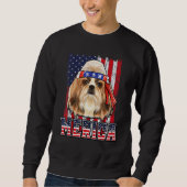 Shih Tzu Merica 4 juli Hond Patriottische Vlag Trui (Voorkant)
