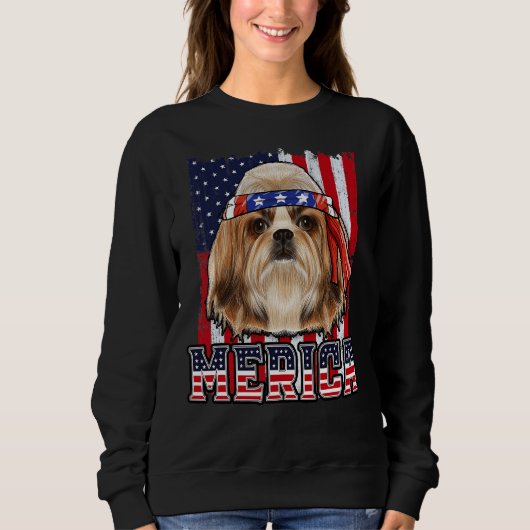 Shih tzu merica 4 juli hond trui (Voorkant)