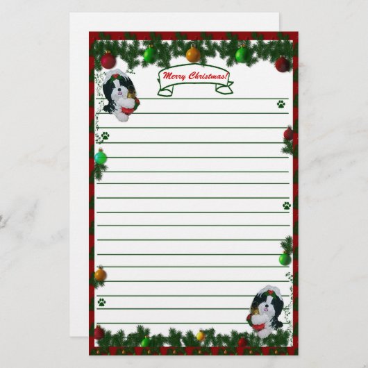 Shih Tzu Merry Kerstmis Briefpapier! Briefpapier (Voorkant / Achterkant)