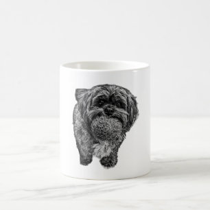 Shih Tzu met Bal Zwart & Wit Kunst Mok