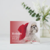 Shih Tzu met een Santa Claus pet Feestdagenkaart (Staand voorkant)