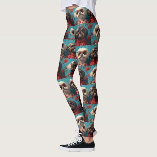 Shih Tzu met hart Rozen Valentijnsdag Leggings (Links)
