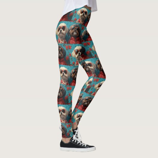 Shih Tzu met hart Rozen Valentijnsdag Leggings (Rechts)