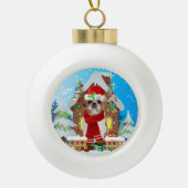 Shih Tzu met kerstcadeaus Keramische Bal Ornament (Voorkant)