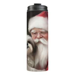 Shih Tzu met Kerstman Feestelijke Kerst Thermosbeker