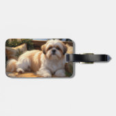 Shih Tzu met kerstverlichting Vakantie Bagagelabel (Achterkant horizontaal)