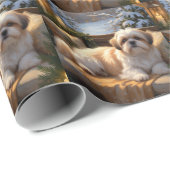Shih Tzu met kerstverlichting Vakantie Cadeaupapier (Rol Hoek)