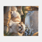 Shih Tzu met kerstverlichting Vakantie Fleece Deken (Voorkant (Horizontaal))