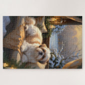 Shih Tzu met kerstverlichting Vakantie Legpuzzel (Horizontaal)