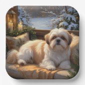 Shih Tzu met kerstverlichting Vakantie Papieren Bordje (Voorkant)