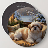Shih Tzu met kerstverlichting Vakantie Ronde Button 6,0 Cm (Voorkant /achterkant)