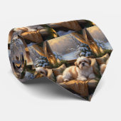 Shih Tzu met kerstverlichting Vakantie Stropdas (Opgerold)