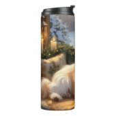 Shih Tzu met kerstverlichting Vakantie Thermosbeker (Gedraaid links)