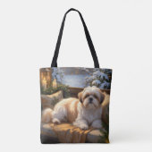 Shih Tzu met kerstverlichting Vakantie Tote Bag (Achterkant)