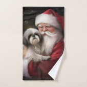 Shih Tzu Met Sinterklaas Feestelijke Kerstmis Bad Handdoek (Handdoek)